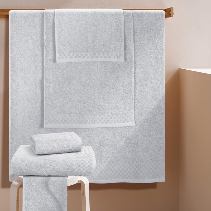 ملكي خاص MyOwn Premium Cotton 6 Pack Placel Contip for Bathroom يحتوي على 2 مناشف حمام 28 × 55 بوصة 2 مناشف اليد 16x24 بوصة و 2 غسل 12x12 بوصة مثالية كل يوم استخدام مضغوط وخفيف الوزن - رمادي فاتح - رمادي فاتح - Image 3