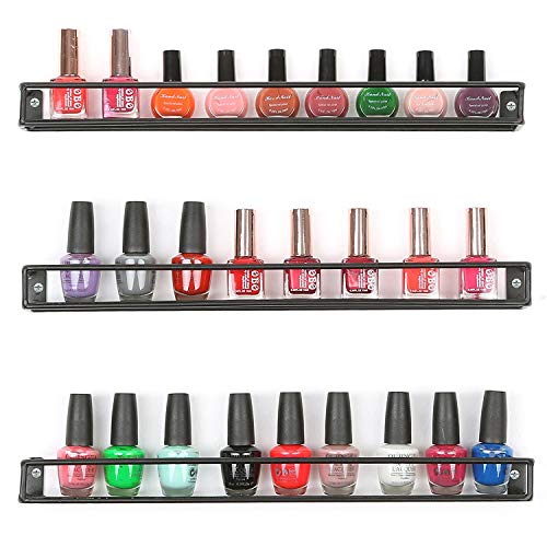INDIAN DECOR Metal Wall Mounted Nail Polish, Essential Oils and Spice Jars Display Shelves (Black) - Set of 3 - Image 2