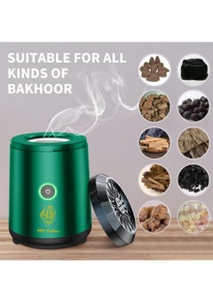 Oud Bukhoor Car USB Mini Type-C Power Rechargeable Incense Burner Decorations Green 9.8x7.4x6.7 cm  - Image 1