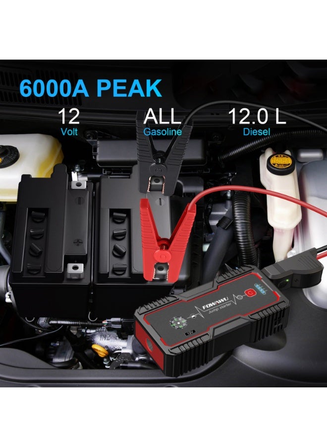 FOWAWU 6000A Car Jump Starter for 12V Car Battery Portable Battery Jumper Pack - Image 2