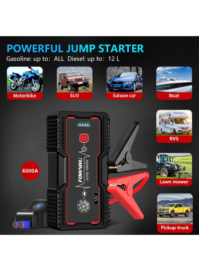 FOWAWU 6000A Car Jump Starter for 12V Car Battery Portable Battery Jumper Pack - Image 5