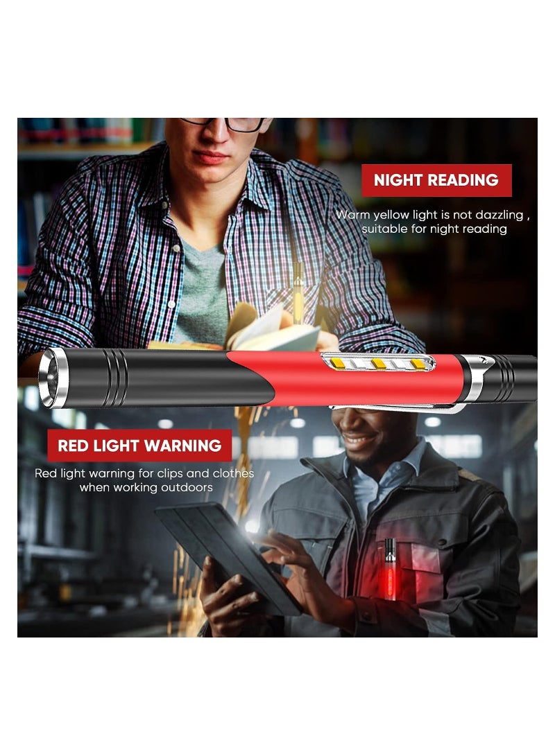 Rechargeable LED Pen Light 2-Pack with COB Light - 4 Modes, Super Bright 500 Lumens Pocket Flashlight, Waterproof, Ideal for Indoor, Outdoor, Work, Repair, Emergency, Nurses, and Doctors - Image 4