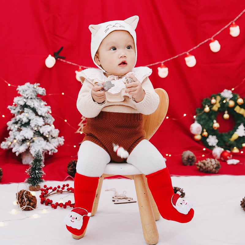 Baby Socks Terry Thick Warm Cartoon Newborn Baby Floor Socks Christmas Red Children Socks - Image 3