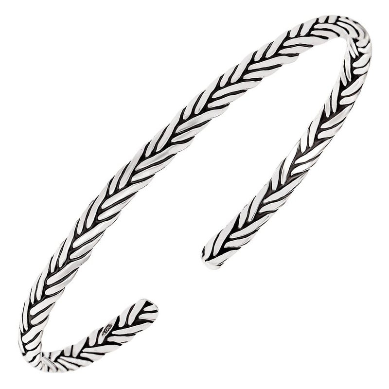 ZAVYA 925 Sterling Silver Minimal Modern Rhodium Plating Cuff Bracelet | Gift for Men and Boys | 1 Year Plating Warranty - Image 5