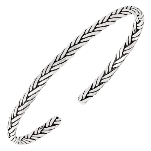 ZAVYA 925 Sterling Silver Minimal Modern Rhodium Plating Cuff Bracelet | Gift for Men and Boys | 1 Year Plating Warranty - Image 1