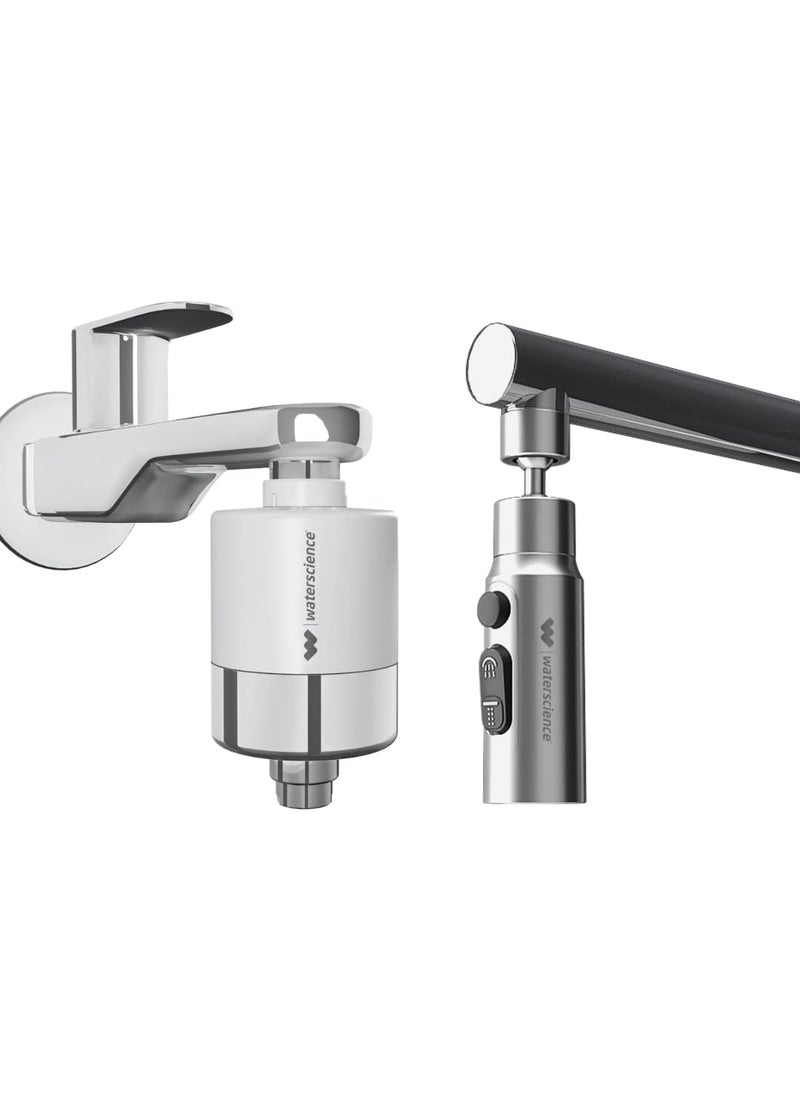 WaterScience WaterScience Shower and Tap Filter for Hard Water Tap Extender for Kitchen Sink Compact  - Image 1
