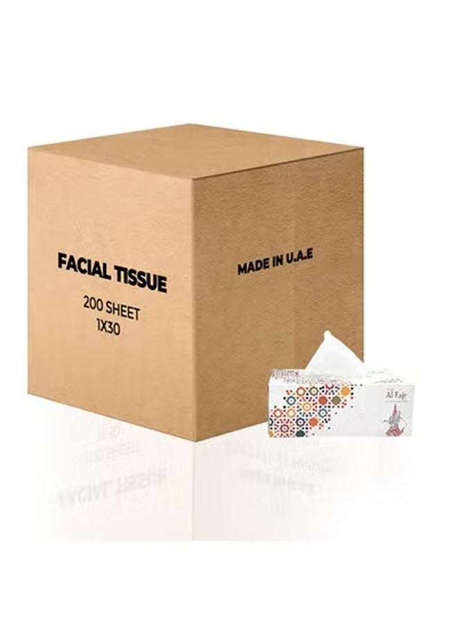 Al Fajr Premium Quality Facial Tissue Paper Box 2 Ply x 200 Sheets Pack of 30  - Image 1