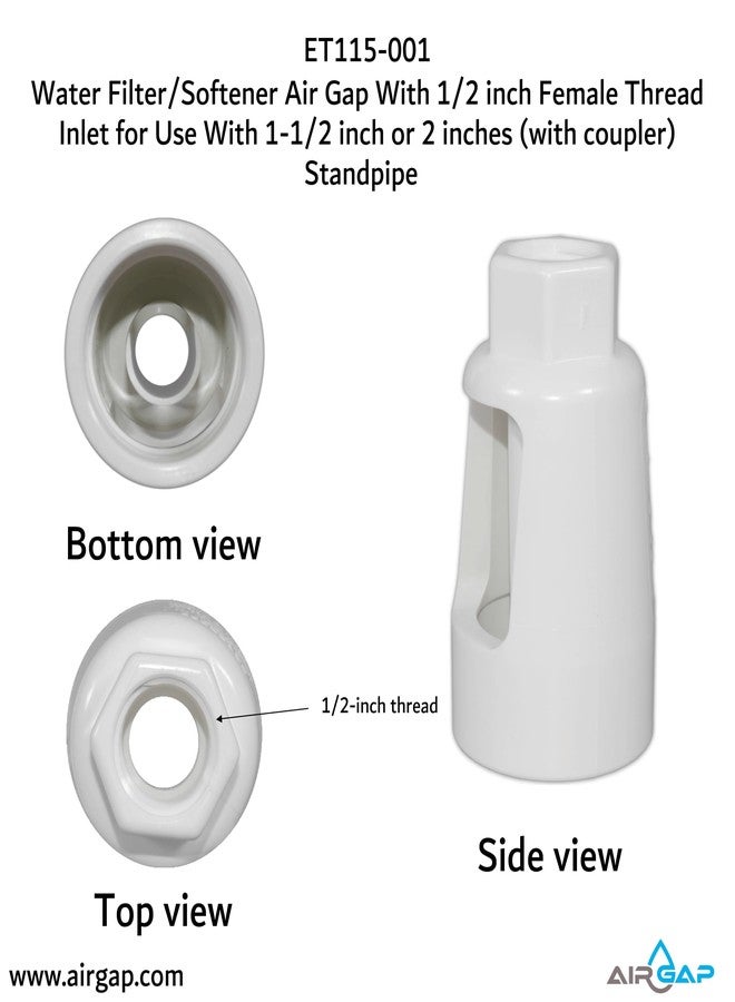 Ecotech Water Filter/Softener Air Gap With 1/2-inch Female Thread Inlet for Use With 1-1/2-inch or 2 inches (with coupler) Standpipe (ET115-001, G-150, DLA-G15) - Image 4