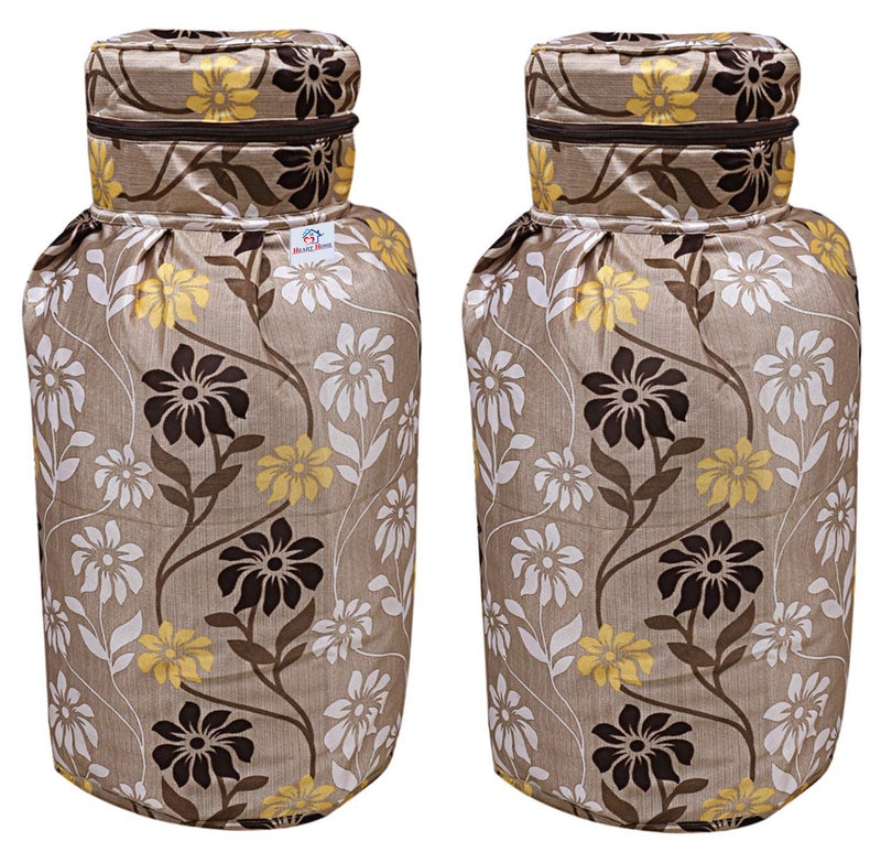 Kuber Industries Heart Home Polyester Floral Print Zippered Propane Tank CoverLPG Gas Cylinder Cover GreenPack of 2HHEART015489  - Image 1