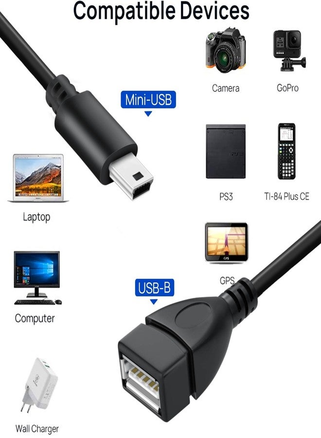 SaiTech IT Mini USB OTG Cable for Digital Cameras - USB A Female to Mini USB B 5 Pin Male Adapter Cable - Image 3