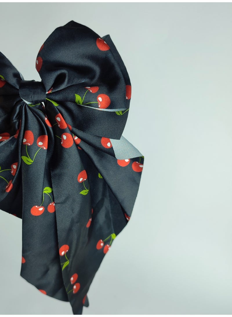 Large satin bow hair clip - high quality material - Image 4