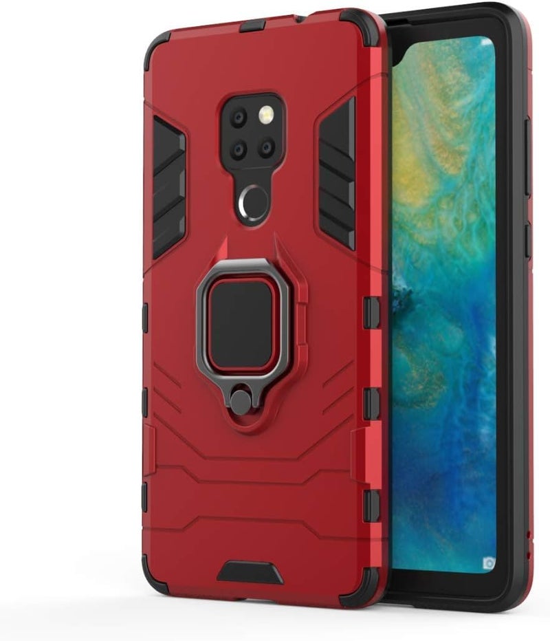 مايجين متوافق مع حافظة Huawei Mate20، حلقة معدنية مع مقبض وحامل قابل للطي ومصد صدمات صلب (يعمل مع حامل السيارة المغناطيسي) غطاء متين مزدوج الطبقة لـ Huawei Mate 20 (أحمر) - Image 5