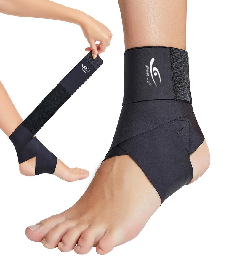HiRui Ultrathin High-Elastic Ankle Wraps Ankle Brace for Men Women Kids, Adjustable Ankle Straps for Running, Football, Basketball, Sprains, Arthritis, Plantar Fasciitis (Black, Medium (Pack of 1)) - Image 1