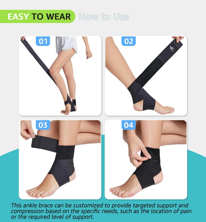 HiRui Ultrathin High-Elastic Ankle Wraps Ankle Brace for Men Women Kids, Adjustable Ankle Straps for Running, Football, Basketball, Sprains, Arthritis, Plantar Fasciitis (Black, Medium (Pack of 1)) - Image 5