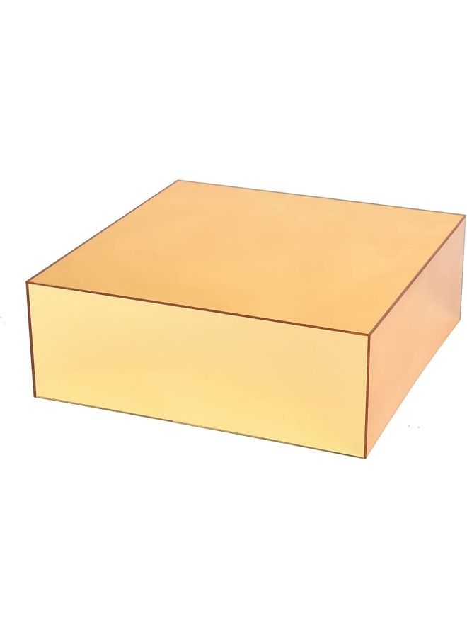 LAMSIT IBDAA Acrylic Cake Box Stand Display Box Gift Showcase for Collectibles Jewelries Dustproof Protection Storage 10x10x3 inches Gold Mirror - Image 2