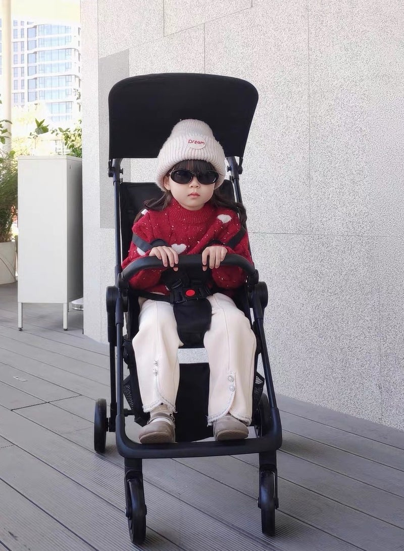 I LOVE KIDS Children's Lightweight Stroller,Trip Stroller,Compact for Airplanes,Lightweight Stroller with Seat Belt,Coastal Stroller for Children 1-6 Years,One Hand Foldable(Black) - Image 3