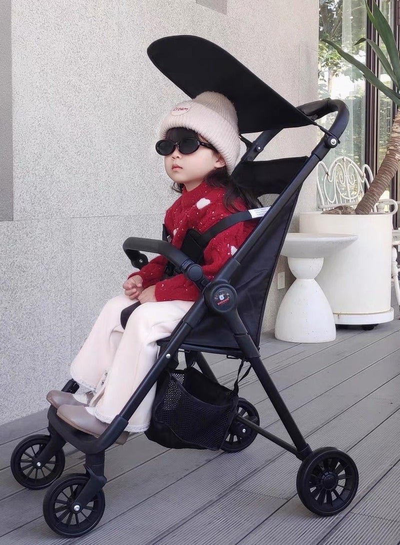 I LOVE KIDS Children's Lightweight Stroller,Trip Stroller,Compact for Airplanes,Lightweight Stroller with Seat Belt,Coastal Stroller for Children 1-6 Years,One Hand Foldable(Black) - Image 2