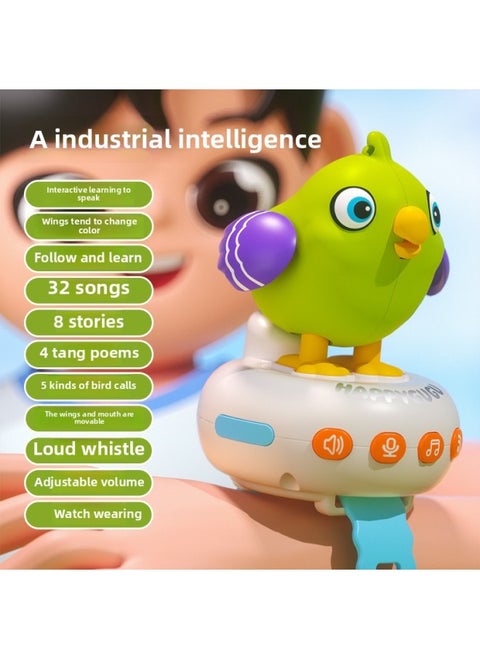 Goo Goo Bird Charging Puzzle Intelligent AI Dialogue Color Change Voice Control Induction Children's Toy Watch Learn To Talk And Whistle-Color:Gugu Bird Green Parrot [smart Ai Dialogue Edition]