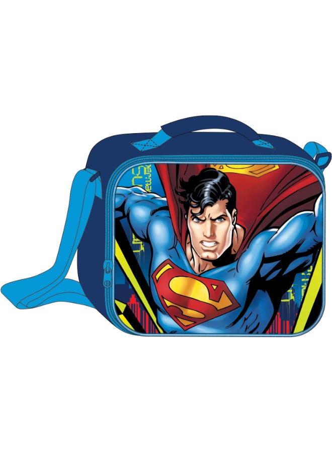 DC Superman 5 in 1 Value Pack (16" Trolley Bag with Lunch Box, Lunch bag, Water Bottle and Pencil Case)