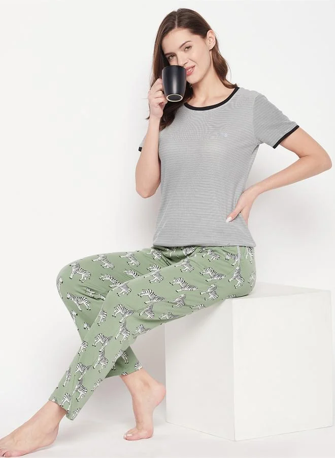 Take Two Premium Cotton Bliss Printed T-Shirt and Pyjama Set By Lazzycat