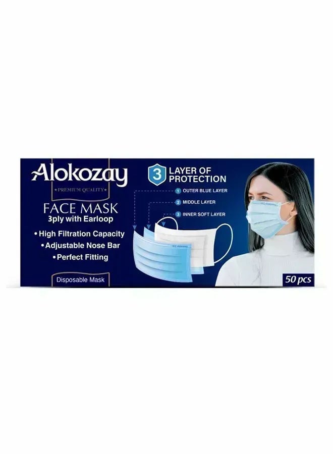 Alokozay Disposable Face Mask, Blue 