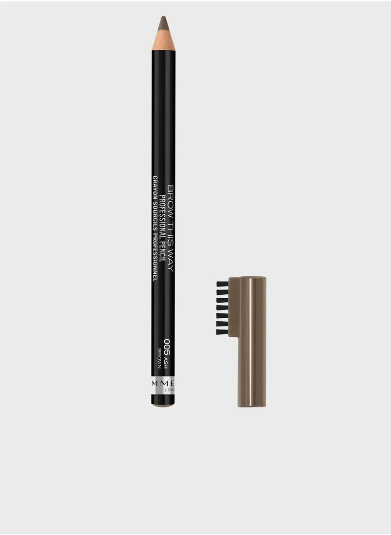 RIMMEL LONDON Brow This Way Professional Eyebrow Pencil – 005 – Ash Brown, 1.4g