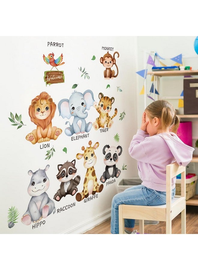 Mirabuy Large Safari Animals Educational Wall Decals Jungle Animals Wall Stickers Lion Panda Giraffe Monkey Tiger Wall Decor Murals for Nursery Kids Room Playroom - Image 5