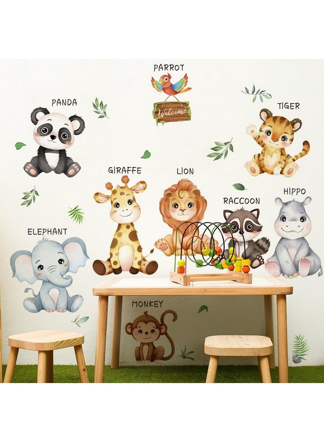 Mirabuy Large Safari Animals Educational Wall Decals Jungle Animals Wall Stickers Lion Panda Giraffe Monkey Tiger Wall Decor Murals for Nursery Kids Room Playroom - Image 3