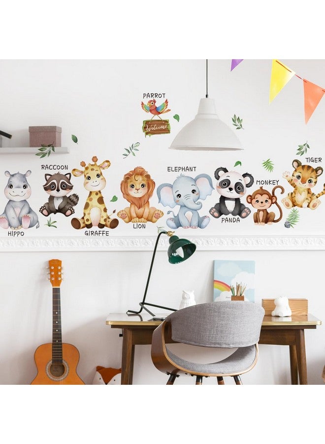Mirabuy Large Safari Animals Educational Wall Decals Jungle Animals Wall Stickers Lion Panda Giraffe Monkey Tiger Wall Decor Murals for Nursery Kids Room Playroom - Image 2