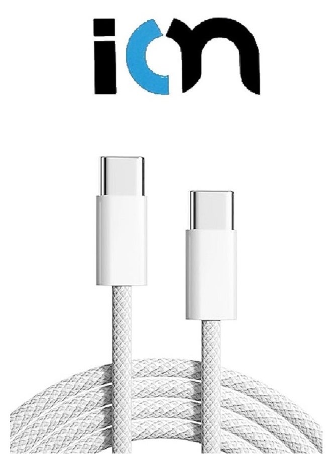 ION - 60W Type-C Data and Charging Cable 1m Braided Fabric Anti-cut Cable Compatible with iPhone, Samsung, Huawei and other Type-C supported devices. - Image 1