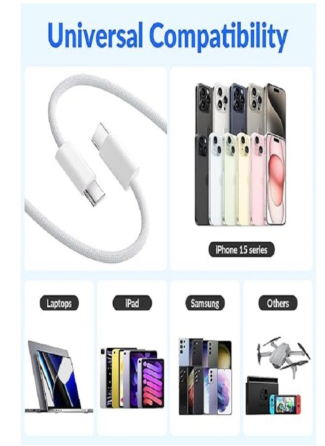 ION - 60W Type-C Data and Charging Cable 1m Braided Fabric Anti-cut Cable Compatible with iPhone, Samsung, Huawei and other Type-C supported devices. - Image 1
