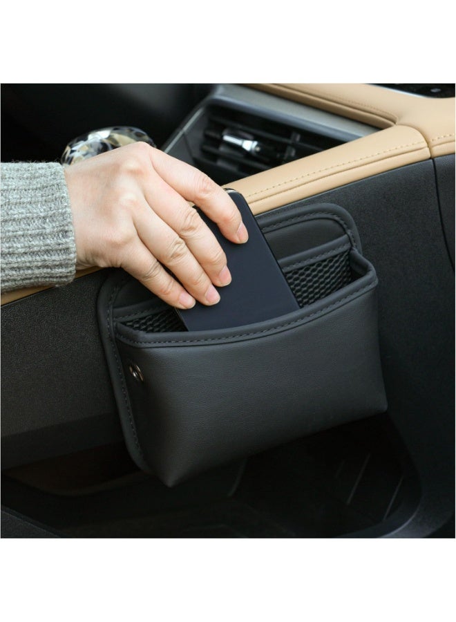 Relex Car Seat Side Storage Pocket, Small Organizer, PU Leather Multifunctional Console Side Organizer Bag for Phone, keys, sunglass, wallet, ect (Black) - Image 1