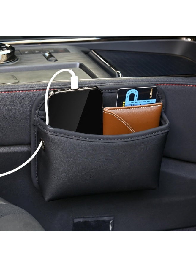 Relex Car Seat Side Storage Pocket, Small Organizer, PU Leather Multifunctional Console Side Organizer Bag for Phone, keys, sunglass, wallet, ect (Black) - Image 5