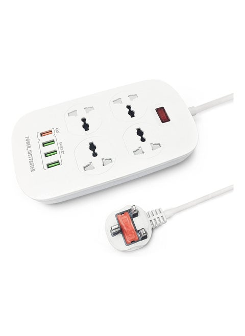 Extension Cord with 4 Power Sockets and 4 USB Slots, 4 Way Power Strip with Fast PD Charging USB QC 3.0 , Heavy Duty Extension Lead 2m