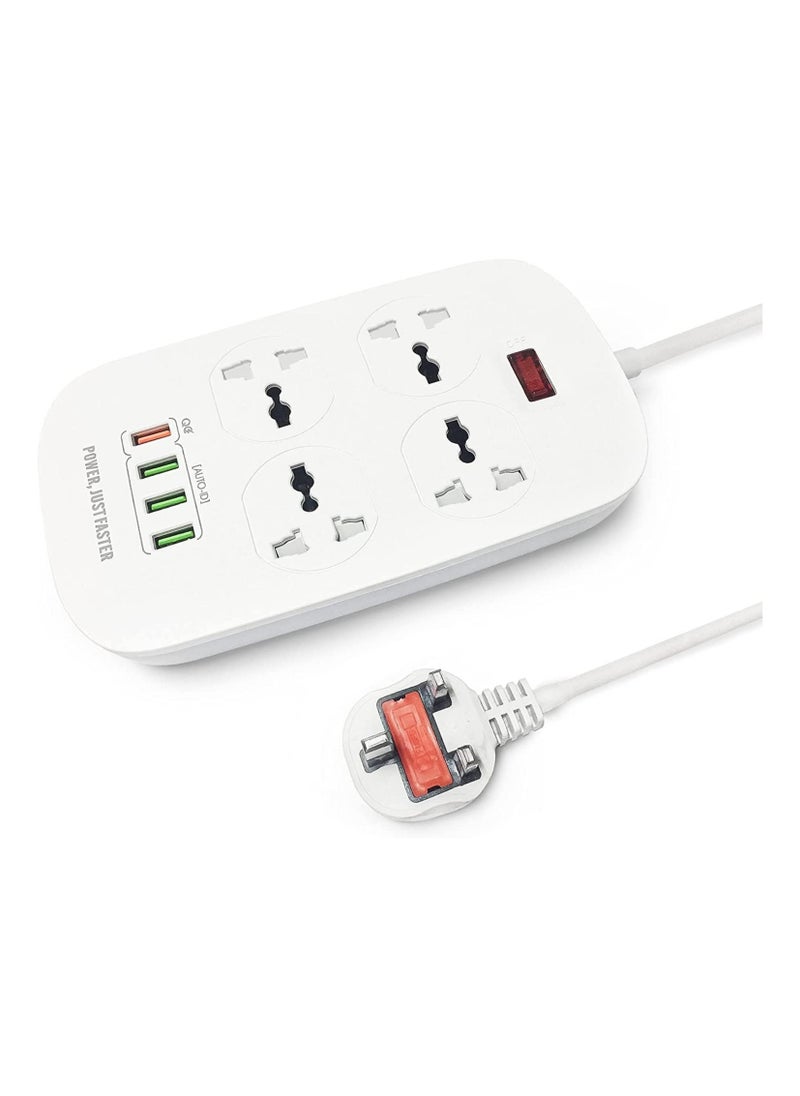 ELTRAZONE Extension Cord with 4 Power Sockets and 4 USB Slots, 4 Way Power Strip with Fast PD Charging USB QC 3.0 , Heavy Duty Extension Lead 2m  - Image 1