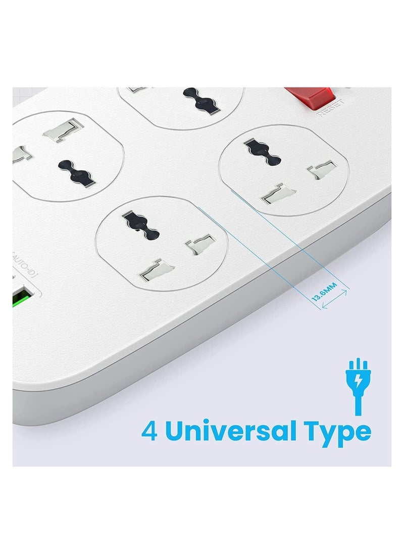 ELTRAZONE Extension Cord with 4 Power Sockets and 4 USB Slots, 4 Way Power Strip with Fast PD Charging USB QC 3.0 , Heavy Duty Extension Lead 2m  - Image 2