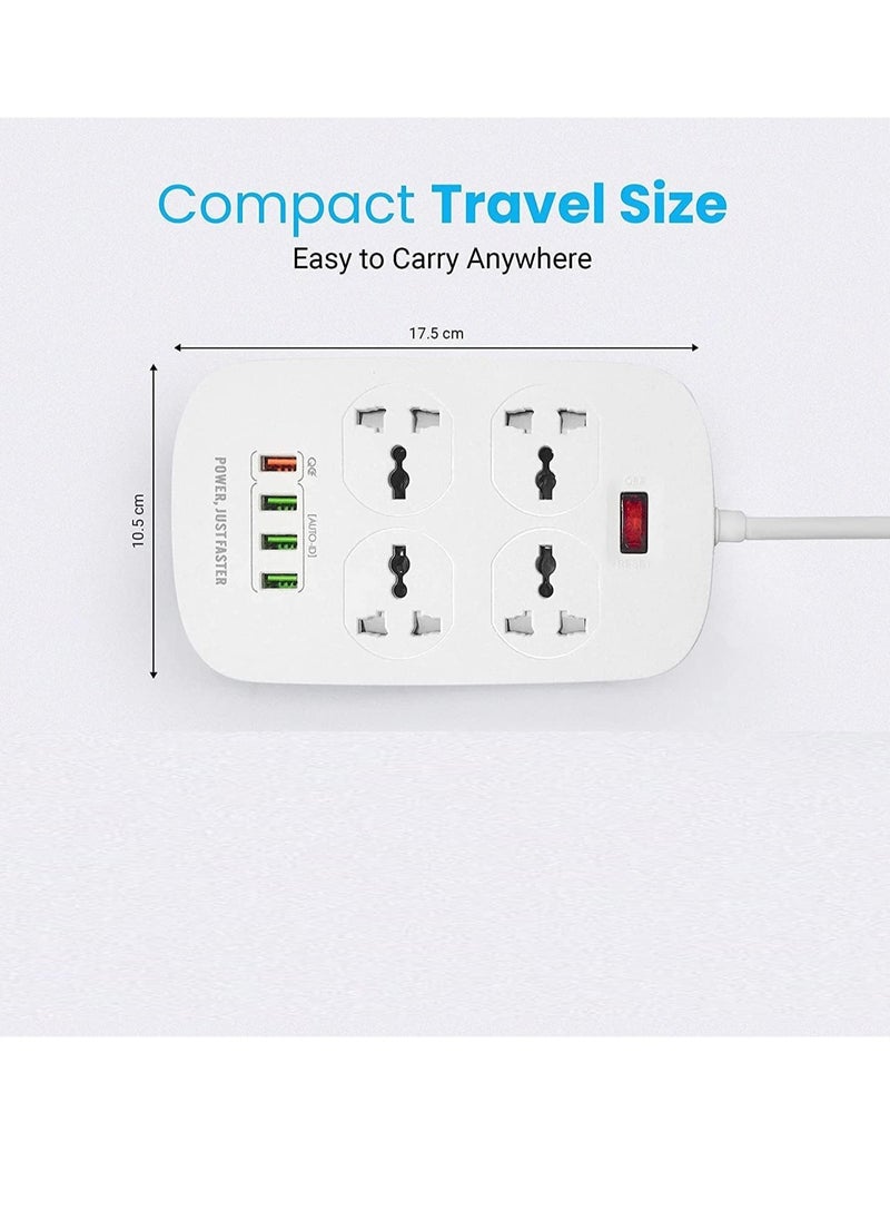 ELTRAZONE Extension Cord with 4 Power Sockets and 4 USB Slots, 4 Way Power Strip with Fast PD Charging USB QC 3.0 , Heavy Duty Extension Lead 2m  - Image 5