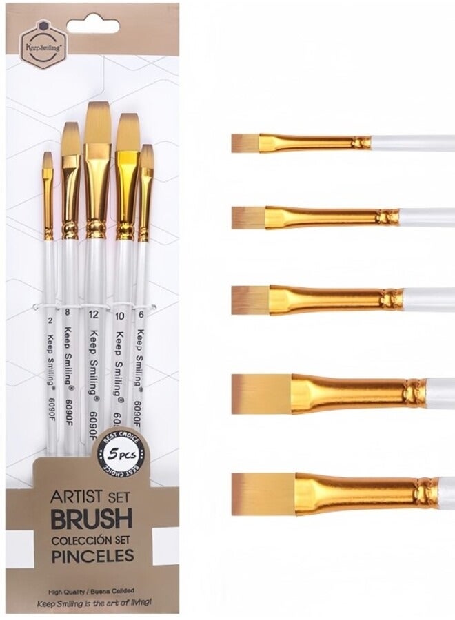 Keep Smiling 5PCS Professional Artist Brush Set for Oil, Acrylic & Watercolor - Image 1