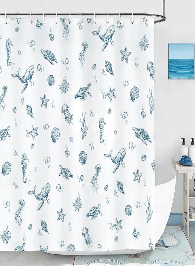 Mocsicka Ocean Shower Curtain Blue Underwater World Fish Sea Turtle Shower Curtain for Ocean Bathroom Decor Waterproof Summer Tropical Marine Animals Decor Bath Curtain 72 X 72 Inch - Image 1
