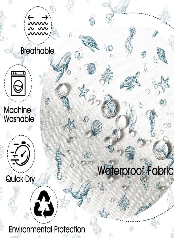 Mocsicka Ocean Shower Curtain Blue Underwater World Fish Sea Turtle Shower Curtain for Ocean Bathroom Decor Waterproof Summer Tropical Marine Animals Decor Bath Curtain 72 X 72 Inch - Image 3