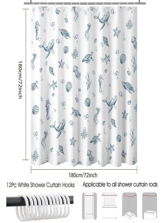Mocsicka Ocean Shower Curtain Blue Underwater World Fish Sea Turtle Shower Curtain for Ocean Bathroom Decor Waterproof Summer Tropical Marine Animals Decor Bath Curtain 72 X 72 Inch - Image 2