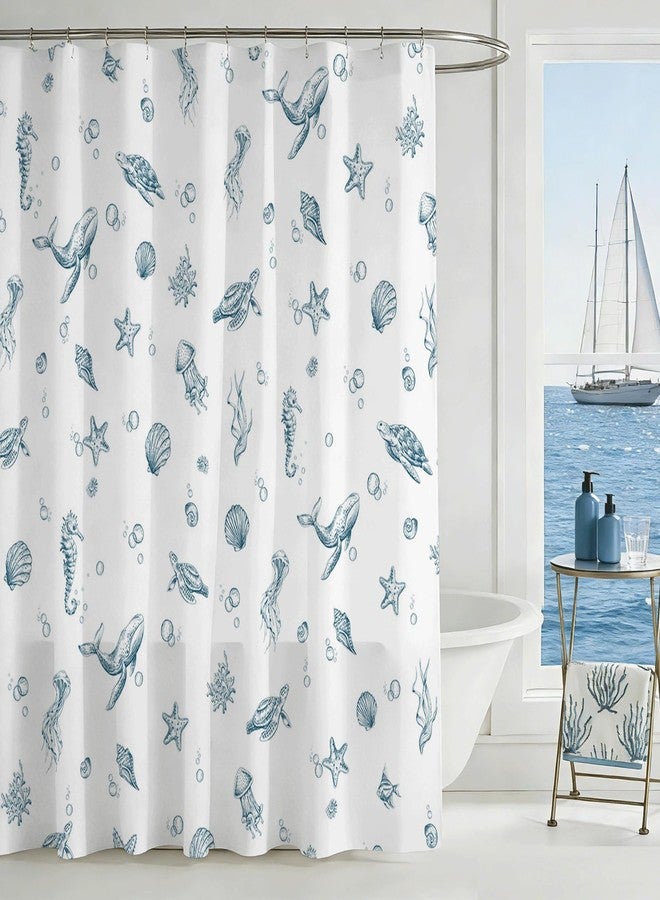 Mocsicka Ocean Shower Curtain Blue Underwater World Fish Sea Turtle Shower Curtain for Ocean Bathroom Decor Waterproof Summer Tropical Marine Animals Decor Bath Curtain 72 X 72 Inch - Image 5