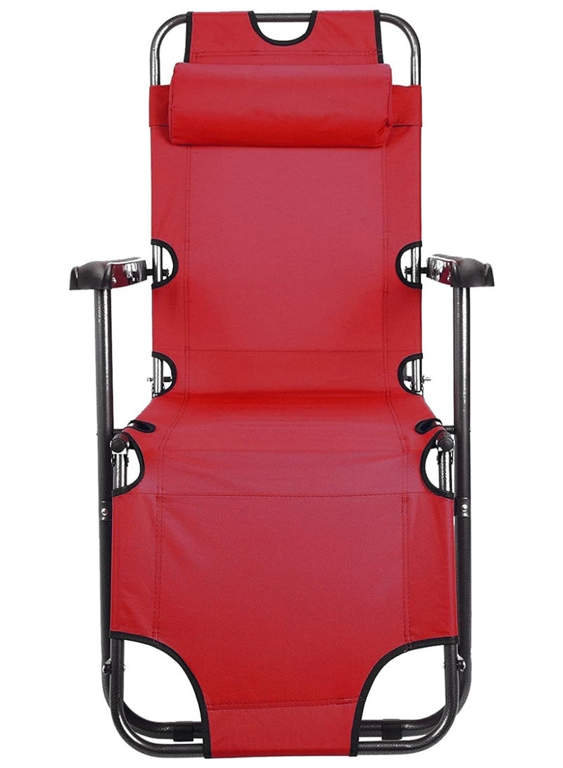 كادي ون كرسي استرخاء محمول قابل للطي لكبار السن، كرسي تخييم قابل للتعديل مزودة بوسادة رأس، مقعد رحلات بهيكل معدني متين مثالي للاستدخام الداخلي و الخارجي يحمل وزن 120 كيلو - Image 2