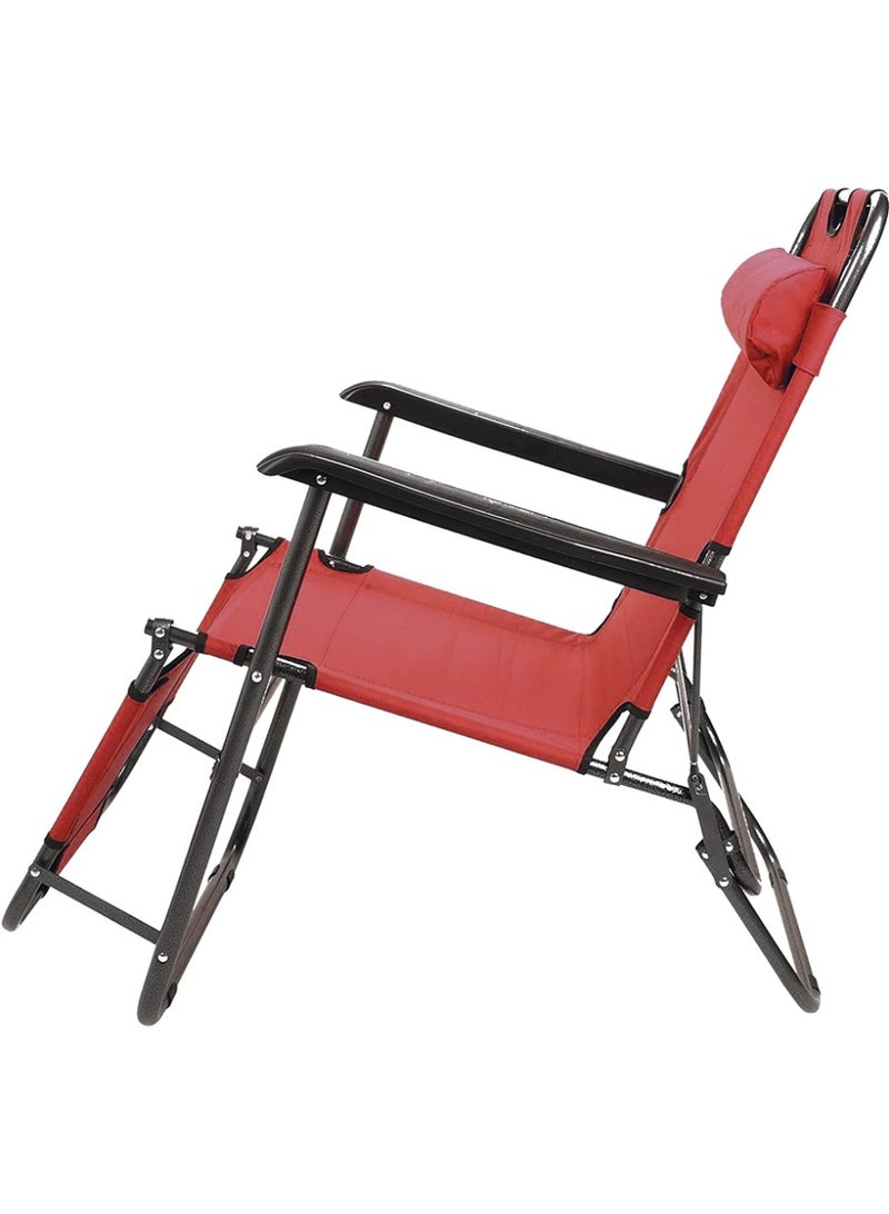 كادي ون كرسي استرخاء محمول قابل للطي لكبار السن، كرسي تخييم قابل للتعديل مزودة بوسادة رأس، مقعد رحلات بهيكل معدني متين مثالي للاستدخام الداخلي و الخارجي يحمل وزن 120 كيلو - Image 3