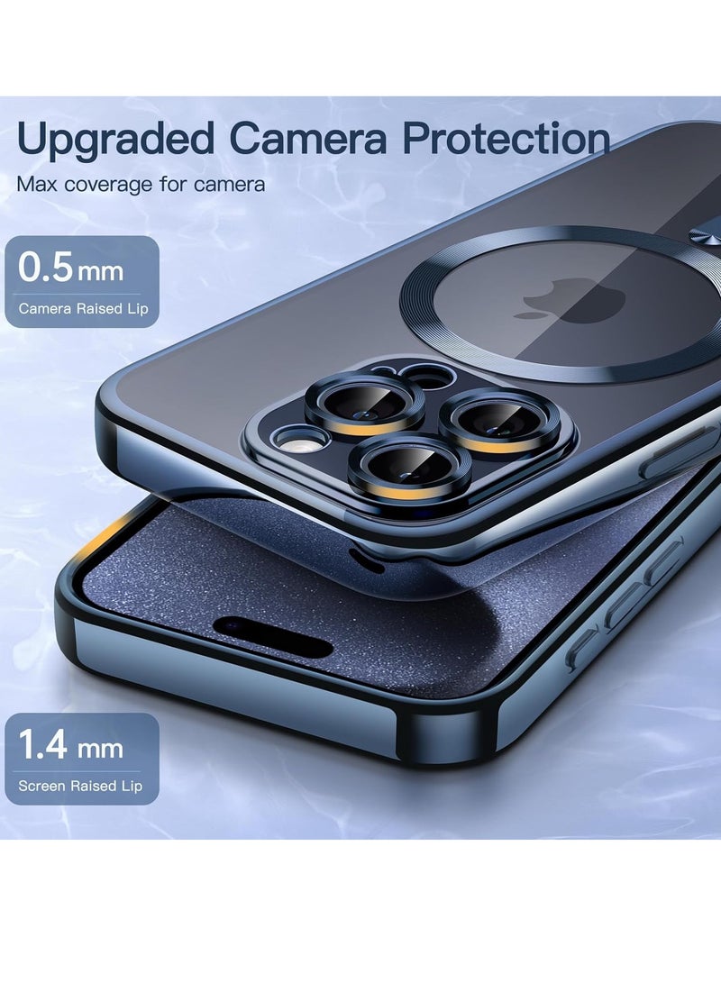 ELTRAZONE Electroplated Case for iPhone 15 Pro Max 6.7-Inch, Camera Lens Full Protection, Compatible with MagSafe Wireless Charging, Shockproof Soft TPU Phone Cover (Blue) - Image 4