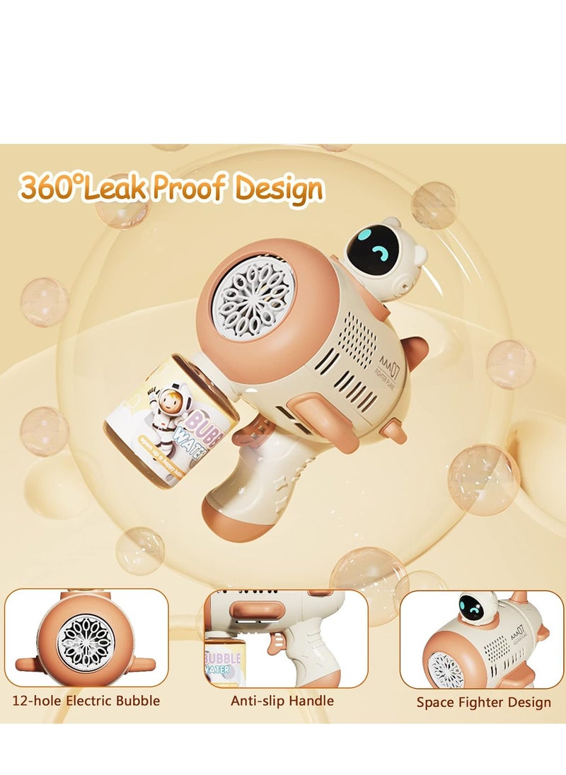 MAGIC VAULT - Bubble Gun, Bubble Machine for Kids Toddlers, Space Automatic Bubble Blower with 360° Leak-Proof Design, Bubble Blaster 12 Hole Rich Bubbles Led Light, Party Favors Birthday Gift Outdoor Toy - Image 1