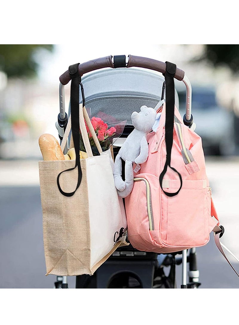 SOLARAE Stroller Hooks with Safety Wrist Strap, Heavy Duty Jogging Stroller Clips, Universal Pram Hook, and Mommy Hooks for Hanging Diaper Bags and Purses Black, 4Pcs - Image 4