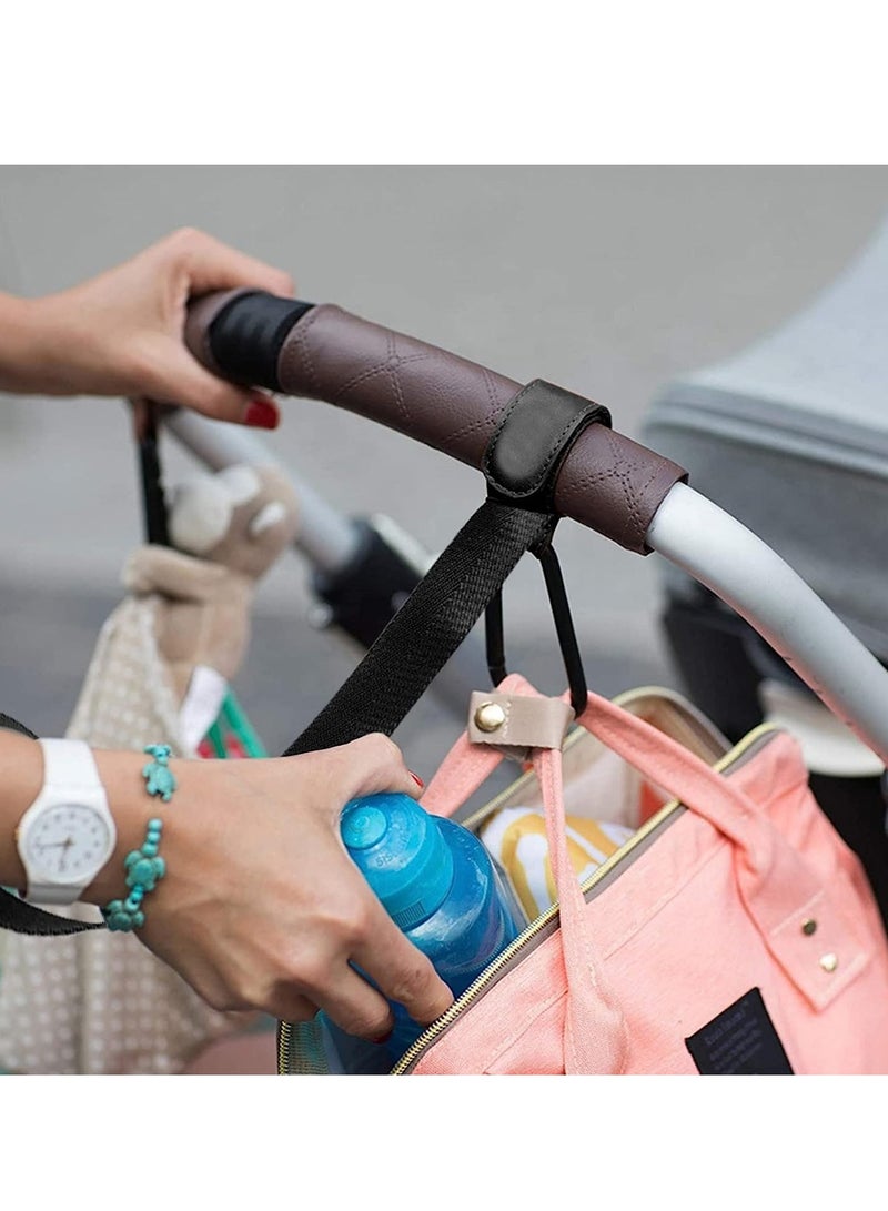 SOLARAE Stroller Hooks with Safety Wrist Strap, Heavy Duty Jogging Stroller Clips, Universal Pram Hook, and Mommy Hooks for Hanging Diaper Bags and Purses Black, 4Pcs - Image 3