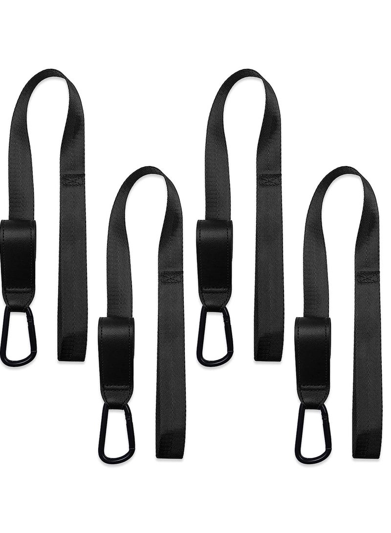 SOLARAE Stroller Hooks with Safety Wrist Strap, Heavy Duty Jogging Stroller Clips, Universal Pram Hook, and Mommy Hooks for Hanging Diaper Bags and Purses Black, 4Pcs - Image 1