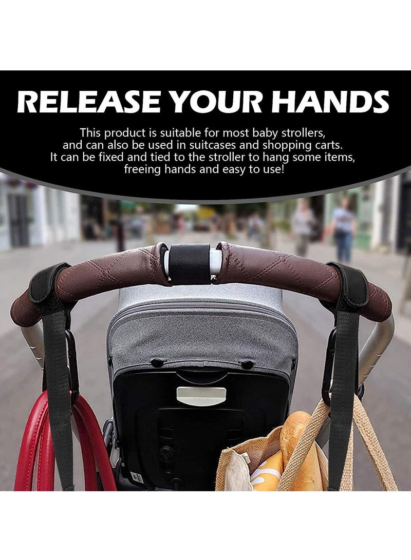 SOLARAE Stroller Hooks with Safety Wrist Strap, Heavy Duty Jogging Stroller Clips, Universal Pram Hook, and Mommy Hooks for Hanging Diaper Bags and Purses Black, 4Pcs - Image 5